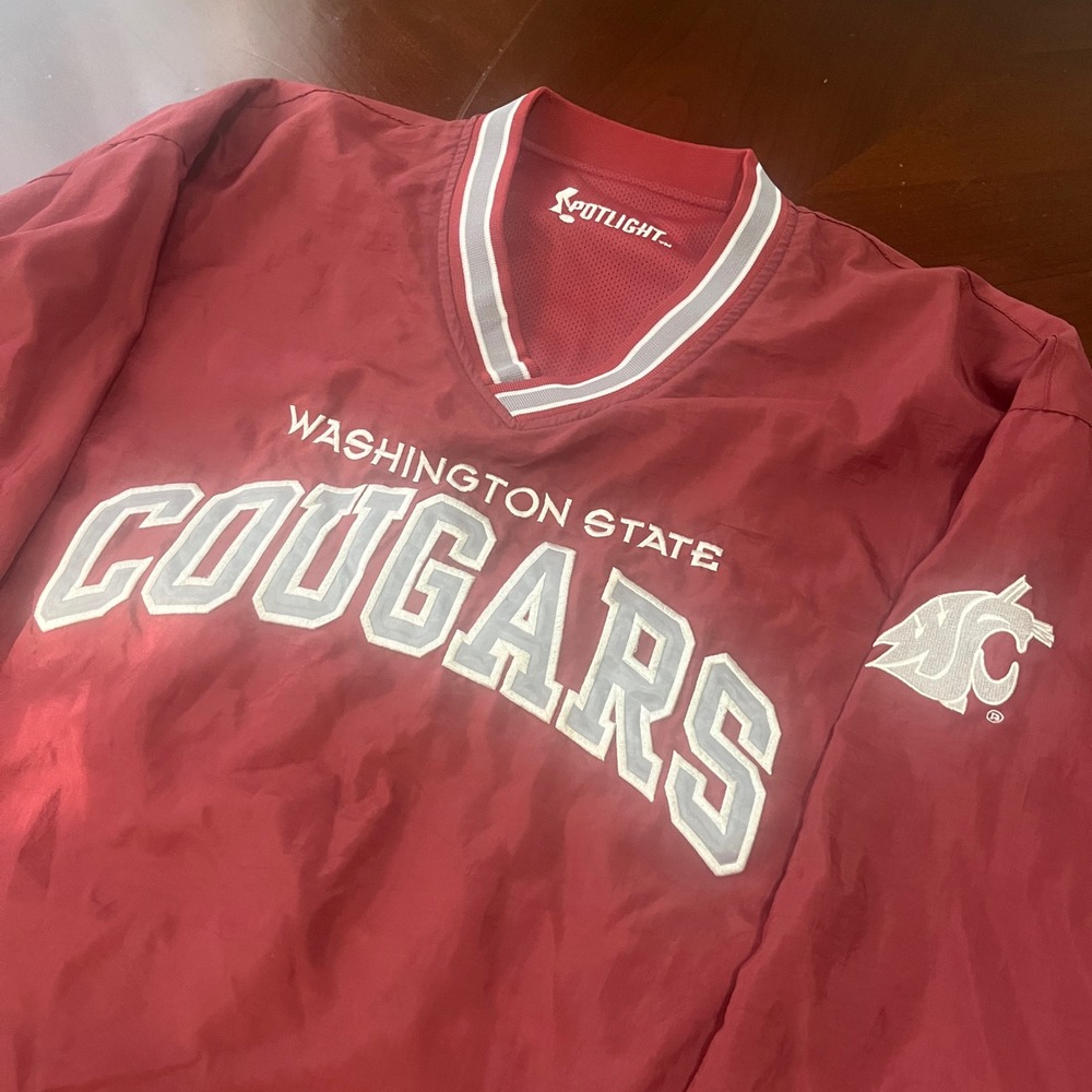 Spotlight Washington State Cougars Reversible Windbreaker Pullover Jacket Mens L